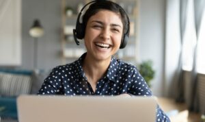 engaging lady on a laptop